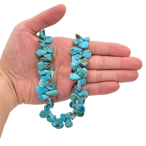 Bluejoy 12x16mm Genuine Natural American Turquoise Teardrop Bead 16 inch Strand