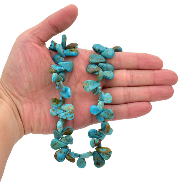 Bluejoy 12x16mm Genuine Natural American Turquoise Teardrop Bead 16 inch Strand