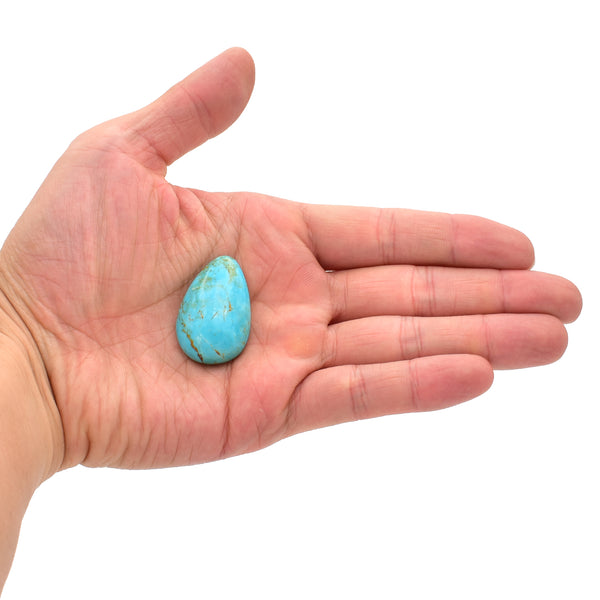 American-Mined Natural Turquoise Cabochon 22.5mmx34mm Teardrop Shape