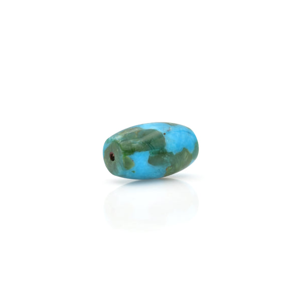 American-Mined Natural Turquoise Polychrome Loose Bead 12mmx19mm Barrel Shape