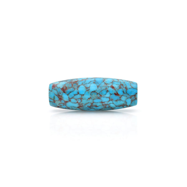 American-Mined Natural Turquoise Mosaic Loose Bead 14.5mmx39mm Barrel Shape