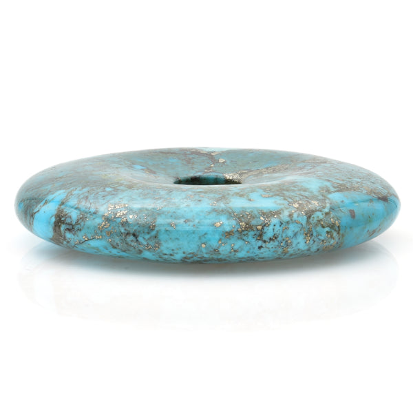 American-Mined Natural Turquoise Polychrome Loose Bead 58mm XL Donut Shape