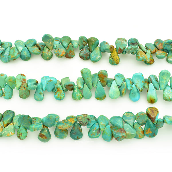 Genuine Natural American Turquoise Teardrop Bead 16 inch Strand (9x15mm)