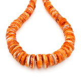 Bluejoy 8mm-18mm Genuine Native American Style Natural Spiny Oyster Shell XL Graduated Free-Form Disc Bead 16-inch Strand