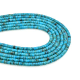 Bluejoy 3mm Genuine Indian-Style Natural Turquoise Dainty Heishi Bead 16-inch Strand