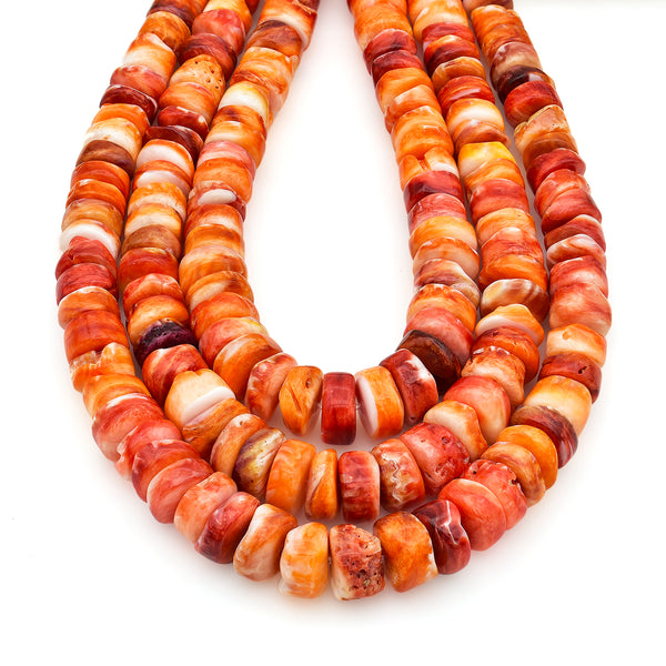 Bluejoy 7mm-10mm Genuine Native American Style Natural Spiny Oyster Shell Graduated Free-Form Disc Bead 16-inch Strand