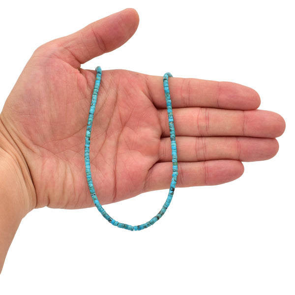 Bluejoy 3mm Genuine Indian-Style Natural Turquoise Dainty Heishi Bead 16-inch Strand