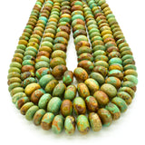 Genuine Natural American Turquoise Graduated Roundel Bead 16 inch Strand (8mm-14mm)