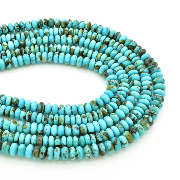 Genuine Natural American Turquoise Roundel Bead 16 inch Strand(6mm)