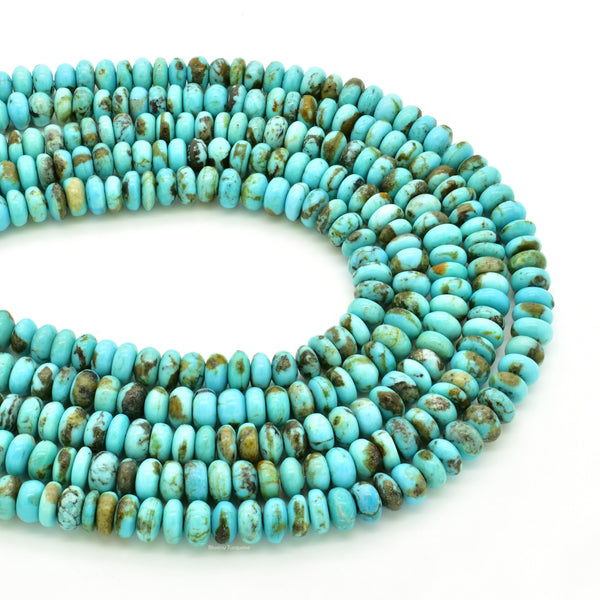 Genuine Natural American Turquoise Roundel Bead 16 inch Strand (5mm)