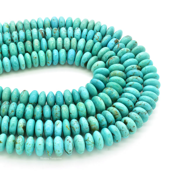 Genuine Natural American Turquoise Roundel Bead 16 inch Strand (10mm)