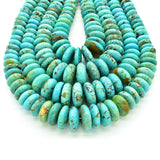 Genuine Natural American Turquoise Graduated Roundel Bead 16 inch Strand (8mm-16mm)