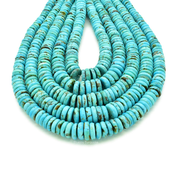 Genuine Natural American Turquoise Graduated Button Bead 16 inch Strand (3-10mm)