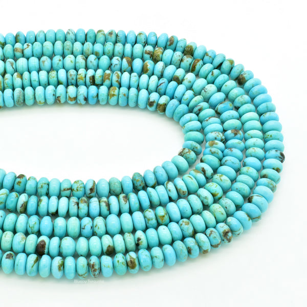 Genuine Natural American Turquoise Roundel Bead 16 inch Strand (5mm)