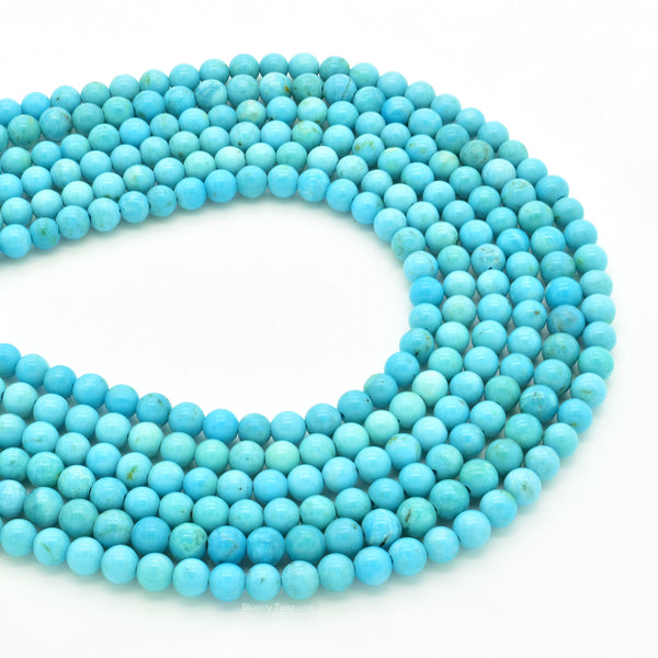Genuine Natural American Turquoise Round Bead 16 inch Strand (3mm)