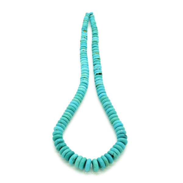 Genuine Natural American Turquoise Graduated Button Bead 16 inch Strand (6-12mm)