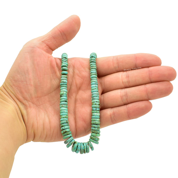 Genuine Natural American Turquoise Graduated Button Bead 16 inch Strand (5-10mm)