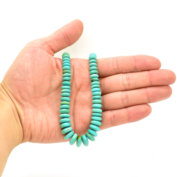 Genuine Natural American Turquoise Graduated Roundel Bead 16 inch Strand (4mm-12mm)