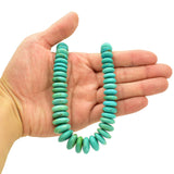 Genuine Natural American Turquoise Graduated Roundel Bead Extra-Length 24 inch Strand(7mm-20mm)
