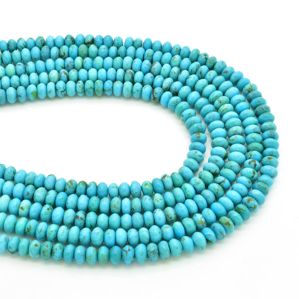 Genuine Natural American Turquoise Blue Roundel Bead 16 inch Strand (4mm)