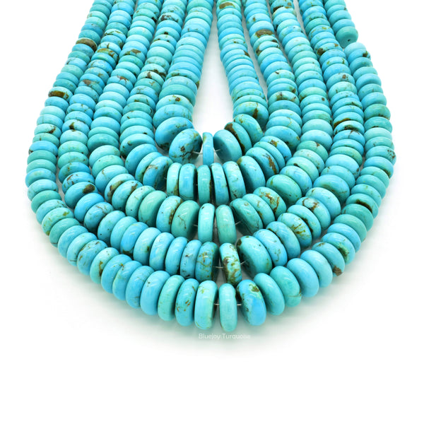 Genuine Natural American Turquoise Graduated Button Bead 16 inch Strand (6-12mm)
