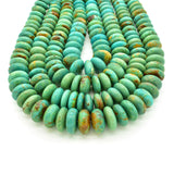 Genuine Natural American Turquoise Graduated Roundel Bead 16 inch Strand (10mm-15mm)