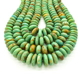 Genuine Natural American Turquoise Graduated Roundel Bead Extra-Length 24 inch Strand (10mm-20mm)