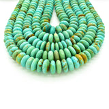 Genuine Natural American Turquoise Graduated Roundel Bead 16 inch Strand (5mm-14mm)