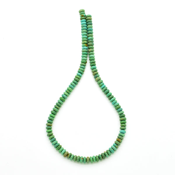 Genuine Natural American Turquoise Green Roundel Bead 16 inch Strand (7mm)