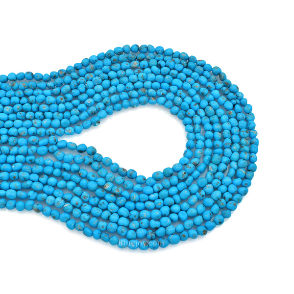 Bluejoy 5mm Natural Sleeping Beauty Turquoise Nugget Bead 18-inch Strand