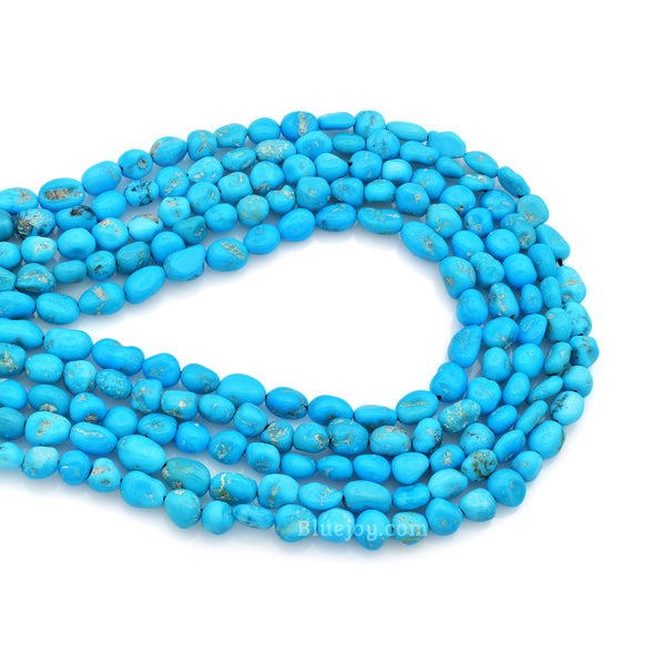 Bluejoy 6mm Natural Sleeping Beauty Turquoise Nugget Bead 18-Inch Strand