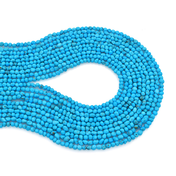 Bluejoy 3mm Natural Sleeping Beauty Turquoise Dainty Nugget Bead 18-inch Strand