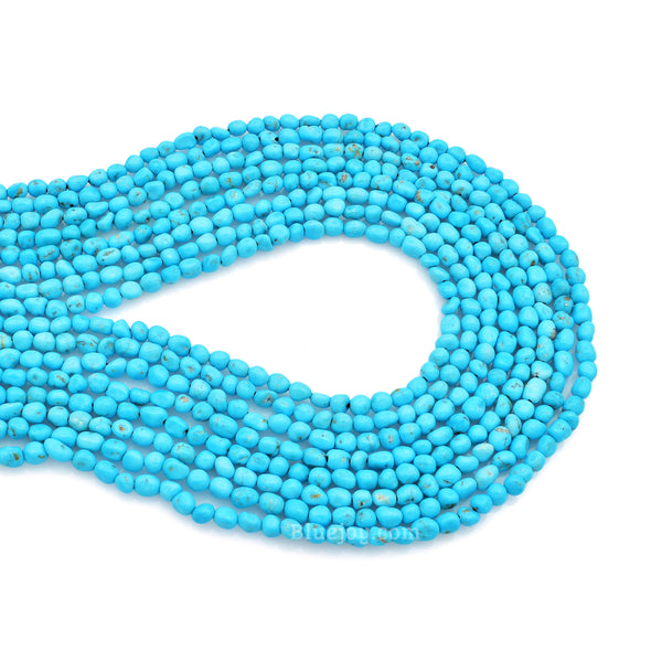 Bluejoy 4mm Natural Sleeping Beauty Turquoise Nugget Bead 18-Inch Strand