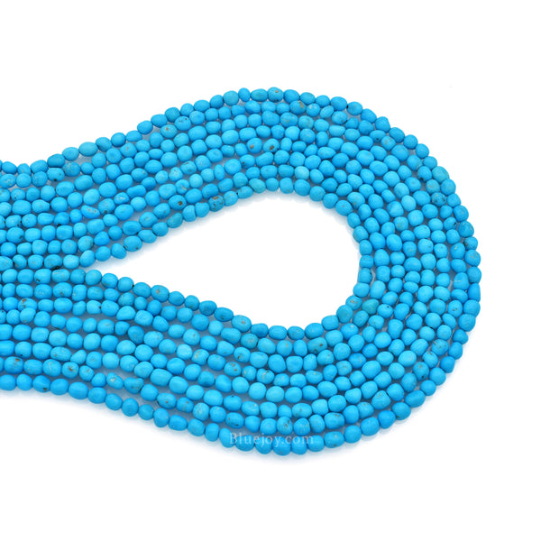 Bluejoy 4mm Natural Sleeping Beauty Turquoise Dainty Nugget Bead 18-inch Strand
