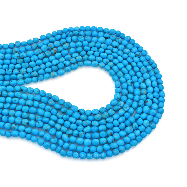 Bluejoy 5mm Natural Sleeping Beauty Turquoise Nugget Bead 18-inch Strand