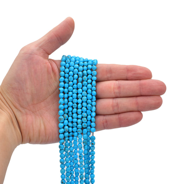 Bluejoy 5mm Natural Sleeping Beauty Turquoise Nugget Bead 18-inch Strand