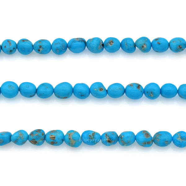 Bluejoy 6mm Natural Sleeping Beauty Turquoise Nugget Bead 18-inch Strand