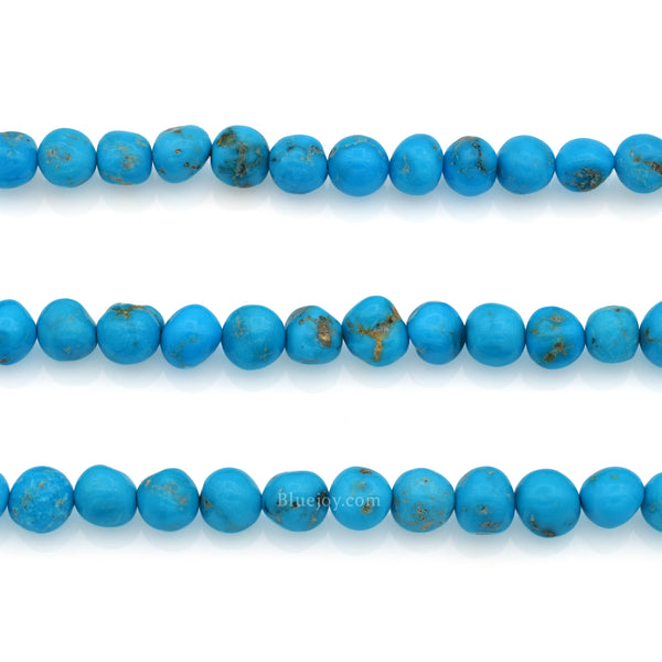 Bluejoy 7mm Natural Sleeping Beauty Turquoise Nugget Bead 18-inch Strand
