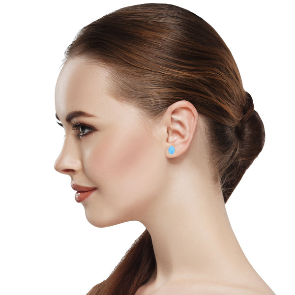 Lab Opal Ear Stud 7x10mm