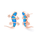 Lab Opal Ear Stud & Necklace Set 18 inch