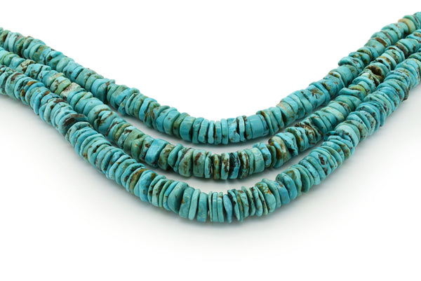 10mm Turquoise Round-Flat Bead, 16'' Strand, A201RB1003