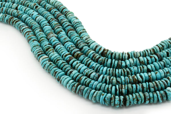 10mm Turquoise Round-Flat Bead, 16'' Strand, A201RB1007