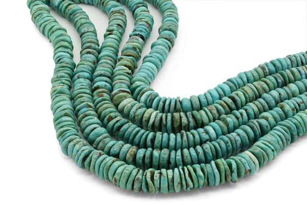 10mm Turquoise Round-Flat Bead, 16'' Strand, A201RB1011