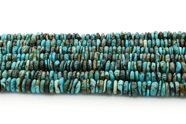 10mm Turquoise Round-Flat Bead, 16'' Strand, A201RB1013