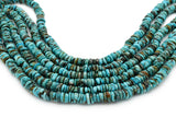 8mm Turquoise Round-Flat Bead, 16'' Strand, A201RB1022