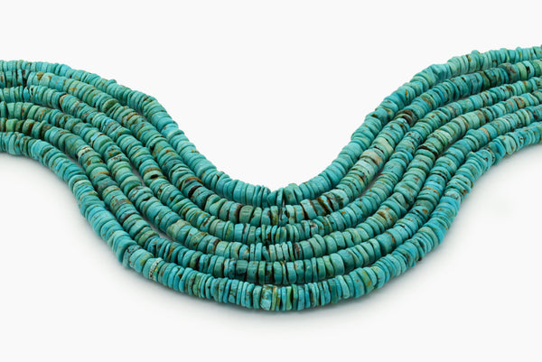 7mm Turquoise Round-Flat Bead, 16'' Strand, A201RB1027