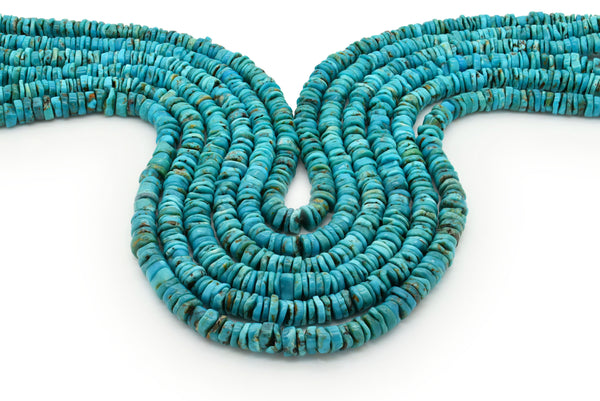 7mm Turquoise Round-Flat Bead, 16'' Strand, A201RB1029