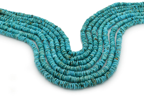 7mm Turquoise Round-Flat Bead, 16'' Strand, A201RB1030