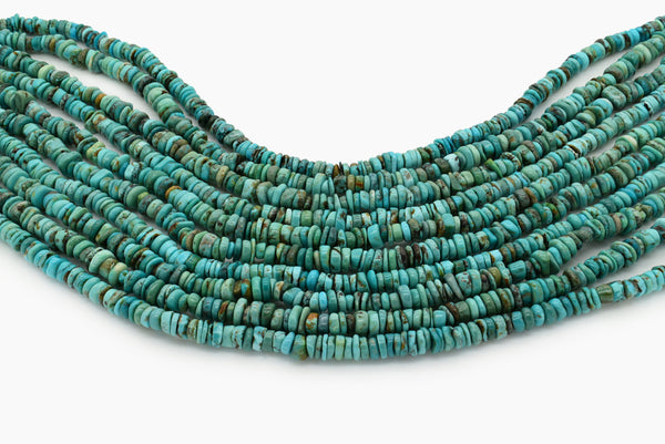 7mm Turquoise Round-Flat Bead, 16'' Strand, A201RB1033