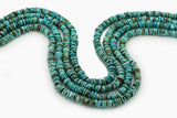 7mm Turquoise Round-Flat Bead, 16'' Strand, A201RB1036
